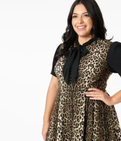 Shop Sour+Plus SMAK PARLOUR LEOPARD & BLACK EMPOWER HOUR FIT & FLARE DRESS