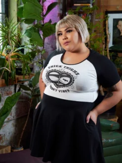 SOURPUSS SPOOKY VIBES RAGLAN SKATER DRESS