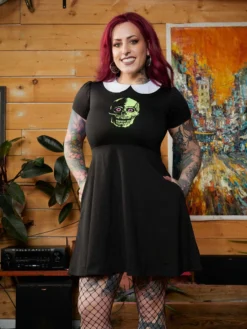 Neon Dreams GHOUL TROUBLE ROUND COLLAR SKULL DRESS 11 Neon Dreams GHOUL TROUBLE ROUND COLLAR SKULL DRESS