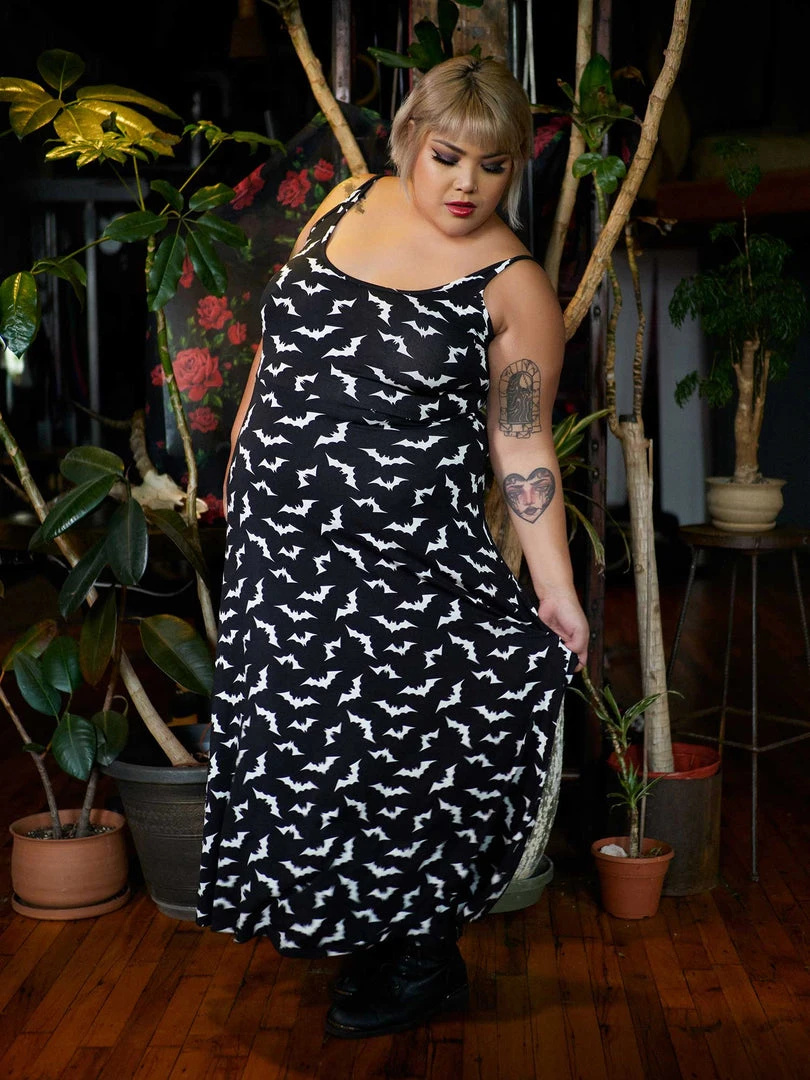 SOURPUSS LUNA BATS MAXI DRESS BLACK/WHITE 3 SOURPUSS LUNA BATS MAXI DRESS BLACK/WHITE