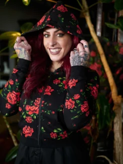 SOURPUSS ROSE GARDEN CROPPED HOODIE
