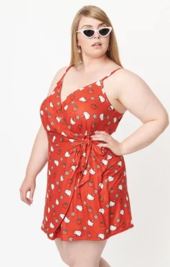 UNIQUE VINTAGE X HELLO KITTY RED APPLE LOTTIE WRAP ROMPER Ghouls Just Wanna Have Sun 14 UNIQUE VINTAGE X HELLO KITTY RED APPLE LOTTIE WRAP ROMPER Ghouls Just Wanna Have Sun