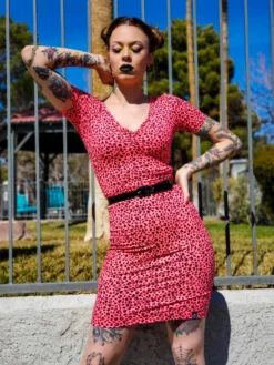 Neon Dreams SOURPUSS LEOPARD MIDI SKIRT NEON PINK