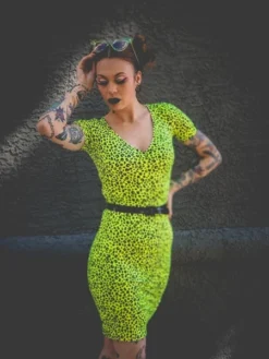 Neon Dreams SOURPUSS LEOPARD MIDI SKIRT NEON YELLOW