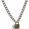 None SQUARE LOCK AND KEY PENDANT NECKLACE SILVER