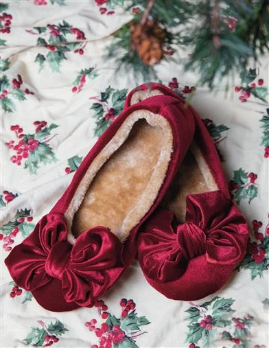 None VELVET BOW SLIPPERS BURGUNDY Footwear 4 None VELVET BOW SLIPPERS BURGUNDY Footwear