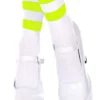 None ATHLETIC STRIPE CREW SOCKS WHITE/NEON GREEN Neon Dreams