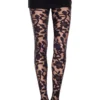 None BLACK FLORAL DESIGN STOCKINGS