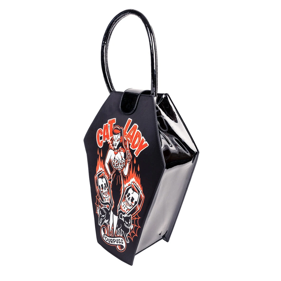 SOURPUSS CAT LADY COFFIN PURSE Shop Sourpuss 5 SOURPUSS CAT LADY COFFIN PURSE Shop Sourpuss