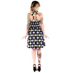 SOURPUSS BAT ARGYLE PEEKABOO HALTER DRESS 13 SOURPUSS BAT ARGYLE PEEKABOO HALTER DRESS