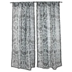 Haunted Homewares SOURPUSS SPOOKY DAMASK WINDOW CURTAINS