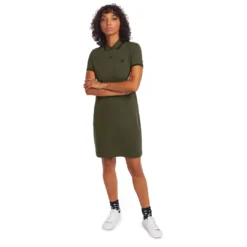 FRED PERRY GIRLS TWIN TIPPED POLO DRESS MILITARY GREEN Apparel