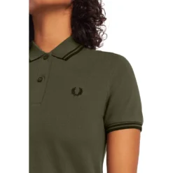 FRED PERRY GIRLS TWIN TIPPED POLO DRESS MILITARY GREEN Apparel