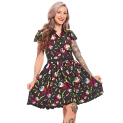 SOURPUSS ELECTRIC EYEBALLS LYDIA DRESS Neon Dreams