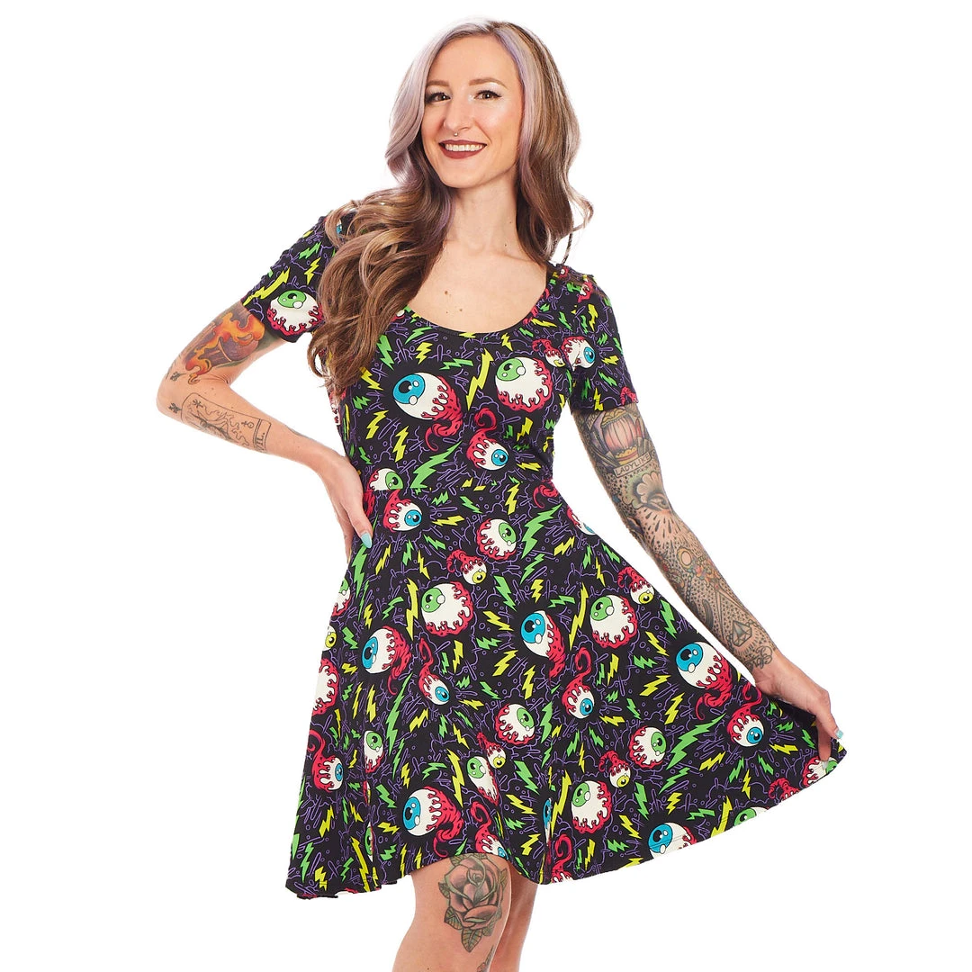 Neon Dreams SOURPUSS ELECTRIC EYEBALLS SKATER DRESS 5 Neon Dreams SOURPUSS ELECTRIC EYEBALLS SKATER DRESS