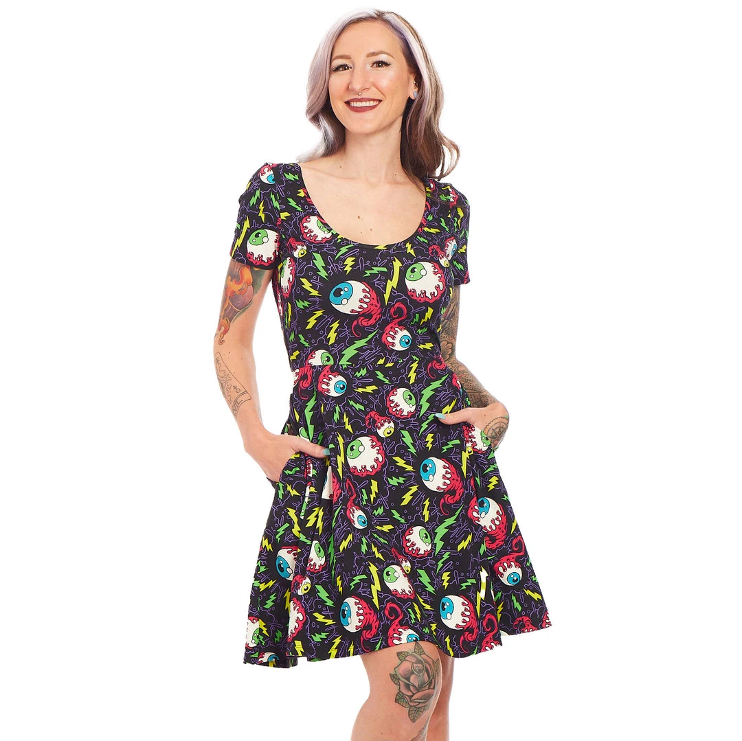 Neon Dreams SOURPUSS ELECTRIC EYEBALLS SKATER DRESS 3 Neon Dreams SOURPUSS ELECTRIC EYEBALLS SKATER DRESS