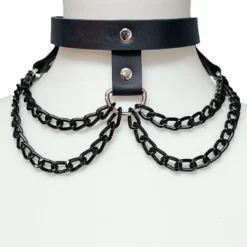 None Accessories HANGING CHAIN 3 STRAP CHOKER BLACK