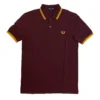 FRED PERRY TWIN TIPPED POLO SHIRT MAHOGANY/MAIZE Apparel