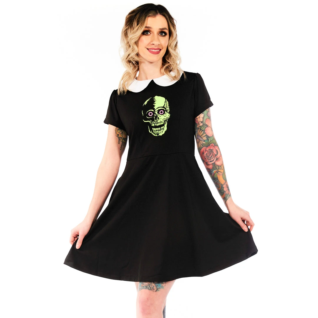 Neon Dreams GHOUL TROUBLE ROUND COLLAR SKULL DRESS 3 Neon Dreams GHOUL TROUBLE ROUND COLLAR SKULL DRESS