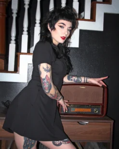 What's New SOURPUSS BLACK ROSIE DRESS