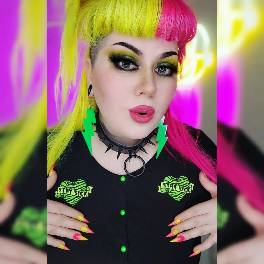 SOURPUSS STAY SICK CROPPED CARDIGAN Neon Dreams 7 SOURPUSS STAY SICK CROPPED CARDIGAN Neon Dreams