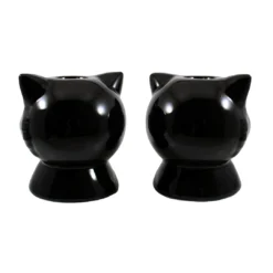 Haunted Homewares SOURPUSS BLACK CAT CANDLE HOLDERS