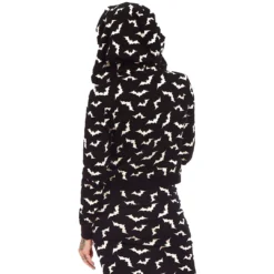 Shop Sour+Plus SOURPUSS LUNA BATS CROPPED HOODIE BLACK/WHITE