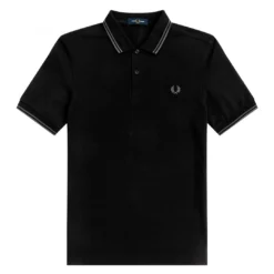 What's New FRED PERRY TWIN TIPPED POLO SHIRT BLK/GUNMETAL