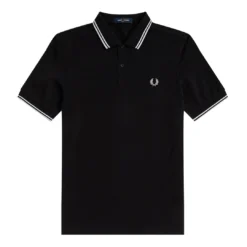 FRED PERRY TWIN TIPPED POLO SHIRT BLK/WHT