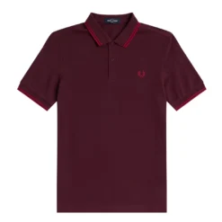What's New FRED PERRY TWIN TIPPED POLO SHIRT MAHOGANY/CLARET