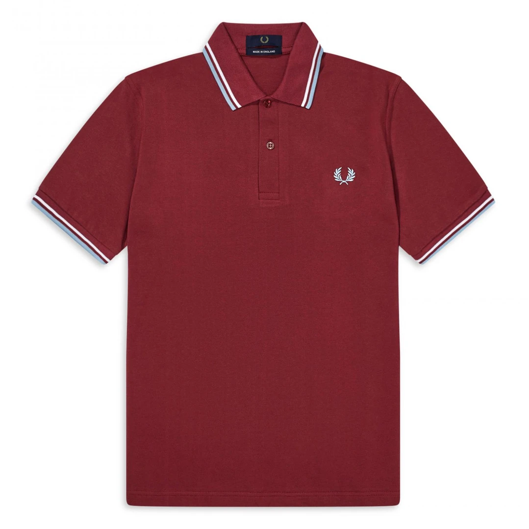 FRED PERRY TWIN TIPPED POLO SHIRT MAROON/WHT/ICE 3 FRED PERRY TWIN TIPPED POLO SHIRT MAROON/WHT/ICE