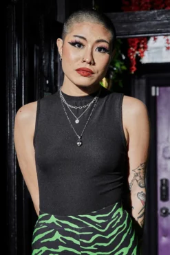 SOURPUSS MOCKNECK TOP BLACK Ghouls Just Wanna Have Sun