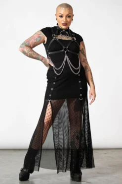 KILLSTAR PARAGON FISHNET MAXI SKIRT