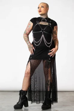 KILLSTAR PARAGON FISHNET MAXI SKIRT