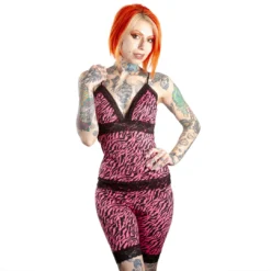 SOURPUSS HI WAIST PIZZAZZ SHORTS PINK ZEBRA Neon Dreams