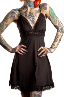 SOURPUSS PIZZAZZ SLIP DRESS BLACK