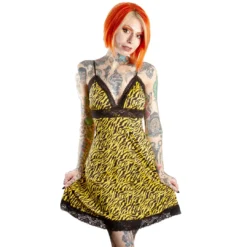 Neon Dreams SOURPUSS PIZZAZZ SLIP DRESS YELLOW ZEBRA