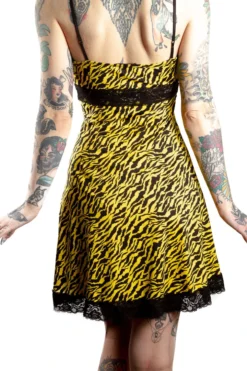 Neon Dreams SOURPUSS PIZZAZZ SLIP DRESS YELLOW ZEBRA