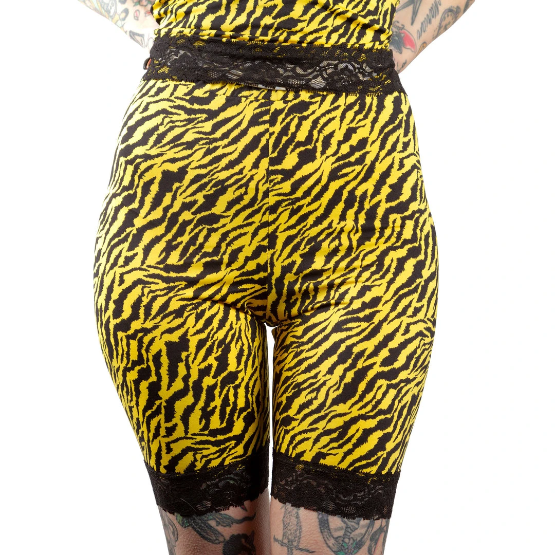 SOURPUSS HI WAIST PIZZAZZ SHORTS YELLOW ZEBRA 3 SOURPUSS HI WAIST PIZZAZZ SHORTS YELLOW ZEBRA