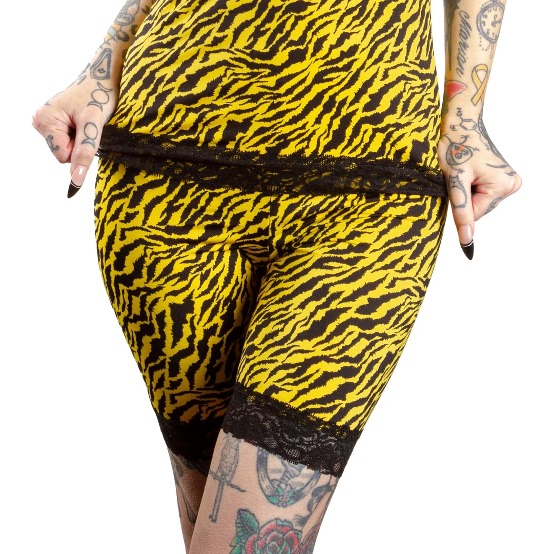 SOURPUSS HI WAIST PIZZAZZ SHORTS YELLOW ZEBRA 7 SOURPUSS HI WAIST PIZZAZZ SHORTS YELLOW ZEBRA