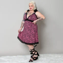 Neon Dreams SOURPUSS PIZZAZZ SLIP DRESS PINK ZEBRA