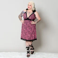 Neon Dreams SOURPUSS PIZZAZZ SLIP DRESS PINK ZEBRA