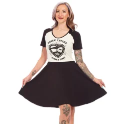 SOURPUSS SPOOKY VIBES RAGLAN SKATER DRESS