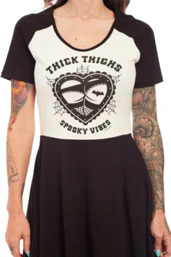 SOURPUSS SPOOKY VIBES RAGLAN SKATER DRESS