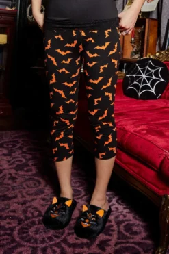 What's New SOURPUSS ORANGE LUNA BATS KNIT CAPRIS