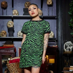 What's New SOURPUSS PSYCHO ZEBRA RINGER TEE DRESS