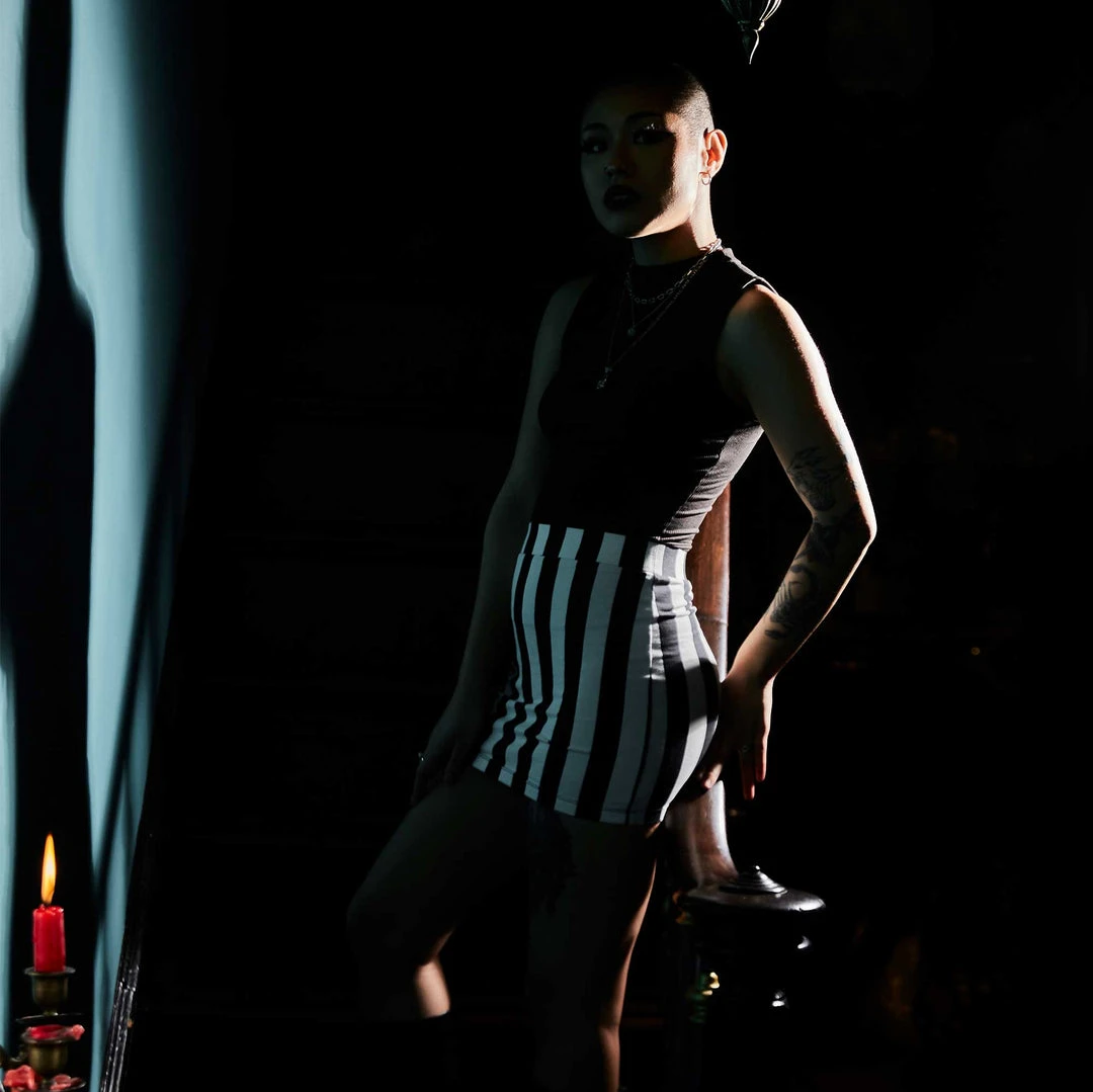 What's New SOURPUSS STRIPED MINI SKIRT BLK/WHT 6 What's New SOURPUSS STRIPED MINI SKIRT BLK/WHT