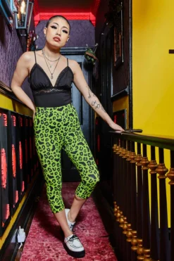 SOURPUSS BATTY LEOPARD KNIT CAPRIS