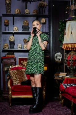 What's New SOURPUSS PSYCHO ZEBRA RINGER TEE DRESS