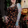 What's New SOURPUSS ORANGE LUNA BATS TANK DRESS